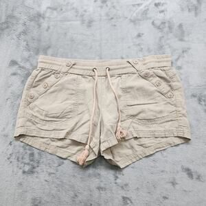 Rewind Shorts Womens 9 Juniors Tan Khaki‎ Linen Rayon Drawstring Pull On Shortie